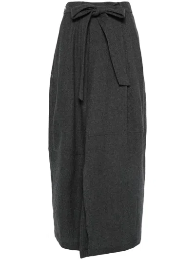 Alysi Virgin Wool Midi Skirt In Grey