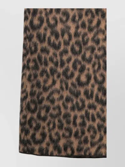 Alysi Virgin Wool Mohair High-rise Midi Skirt In Animal Print