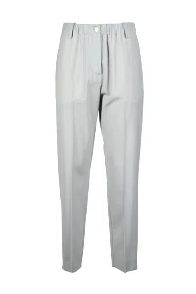 Alysi Virgin Wool Stretch Trousers - Light Blue In Gray
