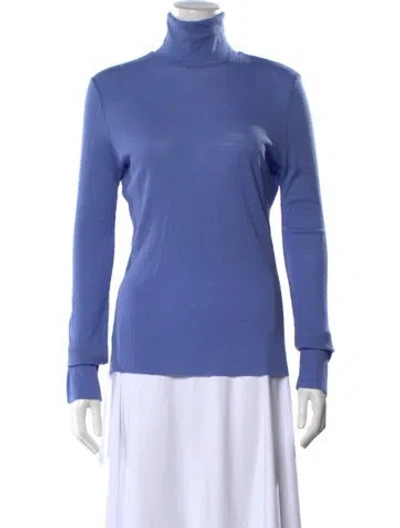 Pre-owned Alysi Virgin Wool Turtleneck Top In Blue