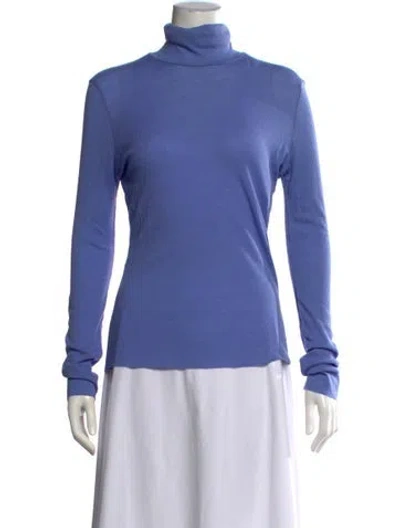 Pre-owned Alysi Virgin Wool Turtleneck Top W/ Tags In Blue