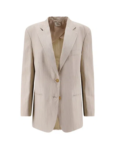 Alysi Viscose And Linen Blazer In Green