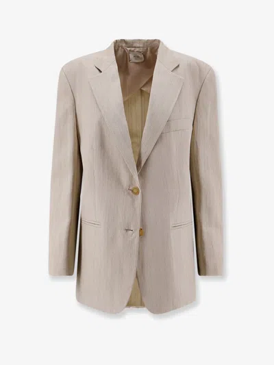 Alysi Viscose And Linen Blazer In Neutral