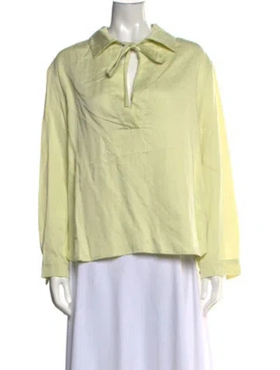 Pre-owned Alysi V-neck Long Sleeve Top In Yellow
