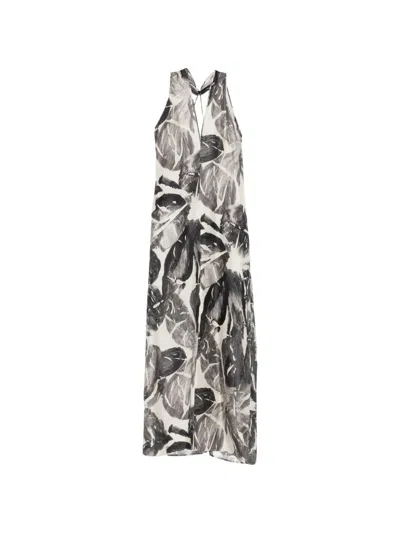 Alysi Self-portrait Floral Lace Midi Dress In Gray