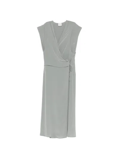 Alysi Midikleid Mit V-ausschnitt In Gray