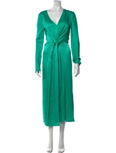 Pre-owned Alysi V-neck Midi Length Dress In Green