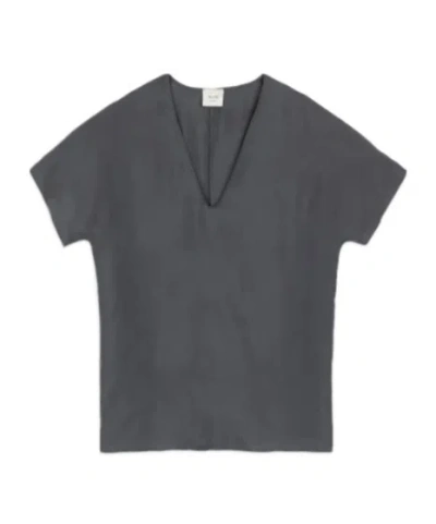 Alysi V-neck Short-sleeve Top In Gray