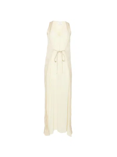 Alysi V-neck Tied Maxi Dress In Neutral