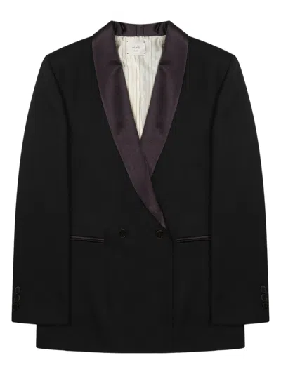 Alysi Weave Double-breasted Virgin Wool Blazer In Black