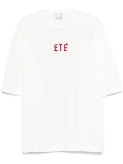 ALYSI WHITE EMBROIDERED COTTON T-SHIRT