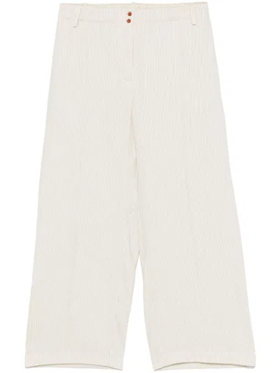 Alysi White Pinstripe Trousers In Neutral