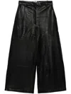 ALYSI WIDE LEG CROPPED LEATHER TROUSERS