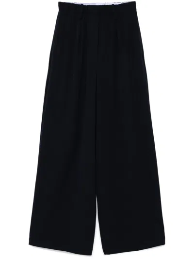Alysi Wide-leg Elastic-waist Trousers In Schwarz