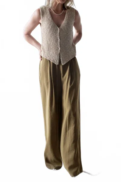 Alysi Wide Leg Pull On Trousers In Olio In Brown