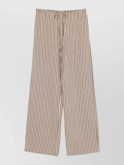 Alysi Wide Leg Striped Pants Elastic Waistband In Multi