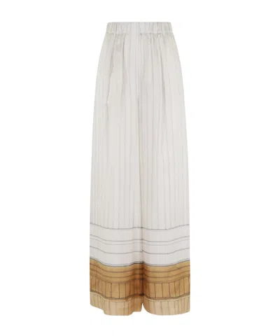Alysi Wide-leg Striped Trousers In White