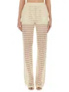 Alysi Wide Macramé Pants In Beige