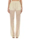Alysi Wide Macramé Pants In Beige