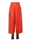 Alysi Pleated Leather Trousers In Red