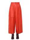 Alysi Pleated Leather Trousers In Red