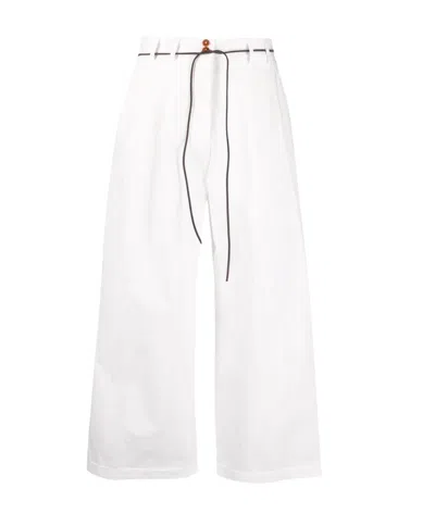 Alysi Wide Pleat Trousers In White