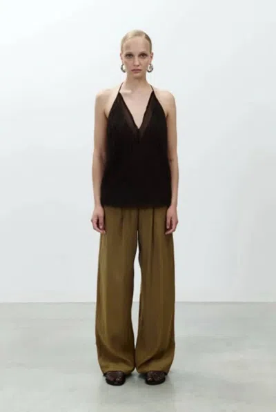 Alysi Wide Pull On Trousers In Olio In Green