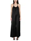 Alysi Linen Wide-leg Jumpsuit In Black