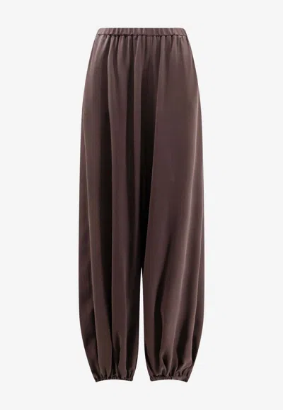 Alysi Wide-leg Drawstring Pants In Brown