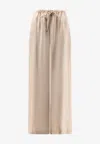Alysi Wide-leg Drawstring Silk Pants In Multi