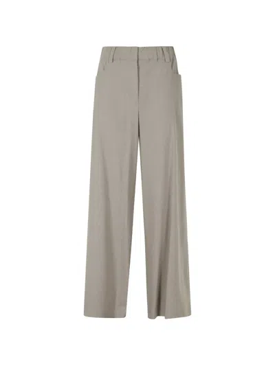 Alysi Wide-leg Elasticated-waist Trousers In Gray