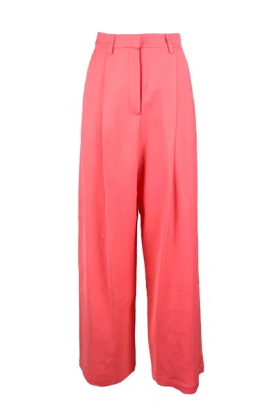 Alysi Wide-leg High-waist Trousers With Belt Loops In Red