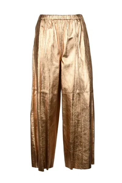 Alysi Wide-leg Leather Trousers - Bronze In Neutral
