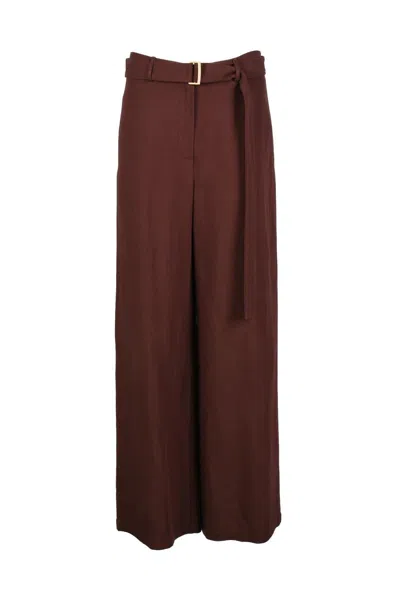 Alysi Wide-leg Trousers - Chocolate In Burgundy
