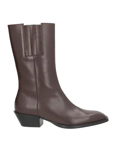 Alysi Woman Ankle Boots Dark Brown Size 6 Leather