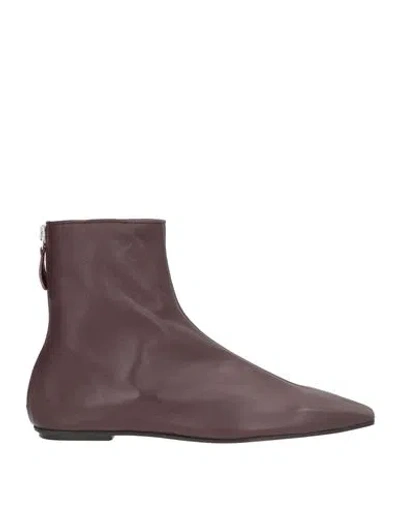 Alysi Woman Ankle Boots Plum Size 8 Leather In Brown
