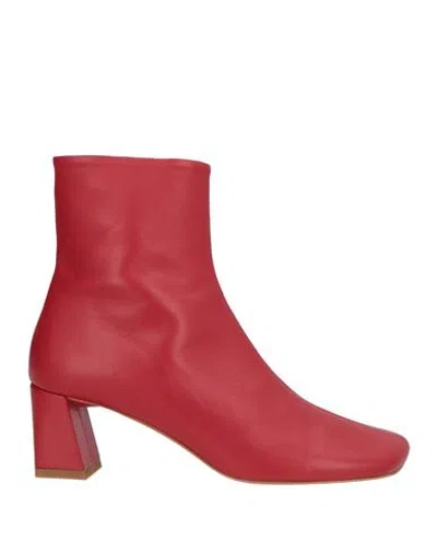Alysi Woman Ankle Boots Red Size 7 Leather In Burgundy
