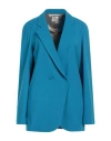 Alysi Woman Blazer Azure Size 6 Virgin Wool, Elastane In Blue