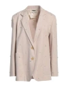 Alysi Woman Blazer Beige Size 4 Cotton In Beige