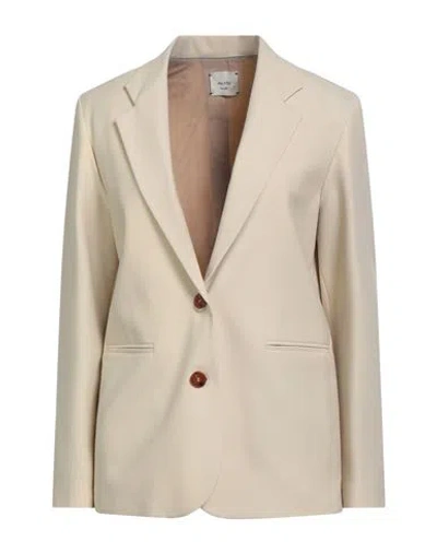 Alysi Woman Blazer Beige Size 4 Polyester, Virgin Wool, Elastane In Nude