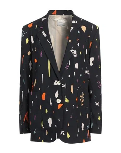 Alysi Paper-print Single-breasted Blazer In Black
