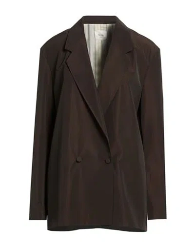 Alysi Woman Blazer Dark Brown Size 10 Virgin Wool, Polyamide