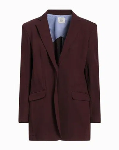 Alysi Chocolat Woman Blazer Dark Brown Size 6 Viscose, Linen