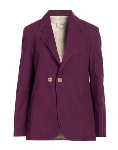 Alysi Woman Blazer Dark Purple Size 0 Cotton, Polyamide, Elastane, Wool, Viscose