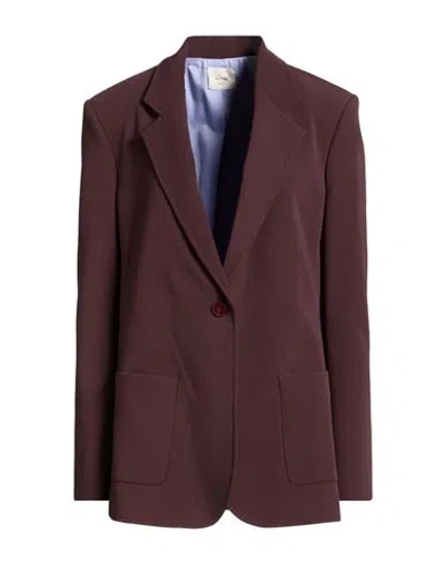 Alysi Woman Blazer Dark Purple Size 8 Polyester, Viscose, Elastane