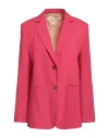 Alysi Woman Blazer Fuchsia Size 4 Virgin Wool, Elastane In Pink