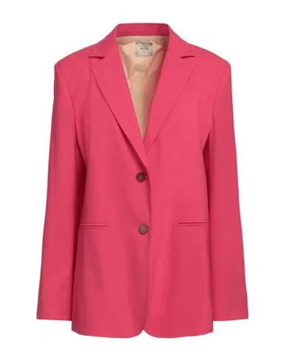 Alysi Woman Blazer Fuchsia Size 4 Virgin Wool, Elastane In Pink