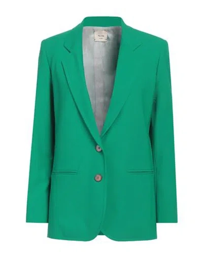 Alysi Woman Blazer Green Size 8 Polyester, Virgin Wool, Elastane