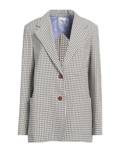 Alysi Woman Blazer Grey Size 6 Cotton, Silk