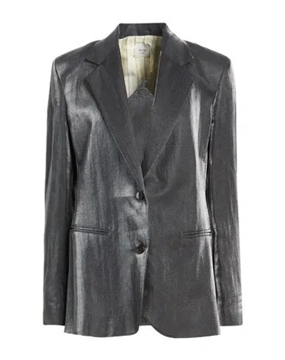 Alysi Woman Blazer Grey Size 6 Linen, Polyamide In Gray